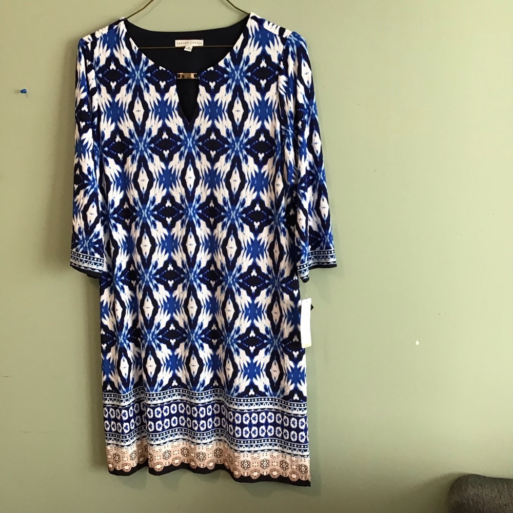 SANDRA DARREN 3/4 SLEEVE KEYHOLE NECKLINE SHIFT DRESS SZ 12 NWT